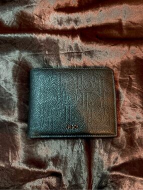 Dior Black Bifold Leather Wallet with Silver Logo
